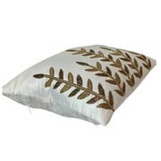 RA White Embroidered Acker Leaves Decorative Cushion Cover