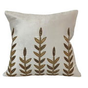 RA White Embroidered Acker Leaves Decorative Cushion Cover