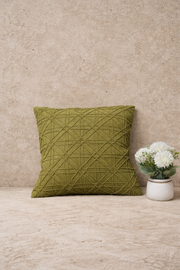 🌿 Olive Green Geometric Textured Cushion Cover&nbsp;
