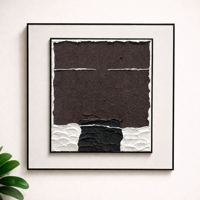 Earth Tone Textured Abstract Wall Art with Frame