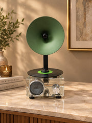 Vintage-Inspired Retro Record Player Tabletop Décor – Green & Black Statement Design