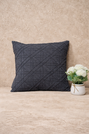 Charcoal Geometric Textured Cushion Cover