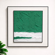 Green Horizon Textured Abstract Wall Art with Frame