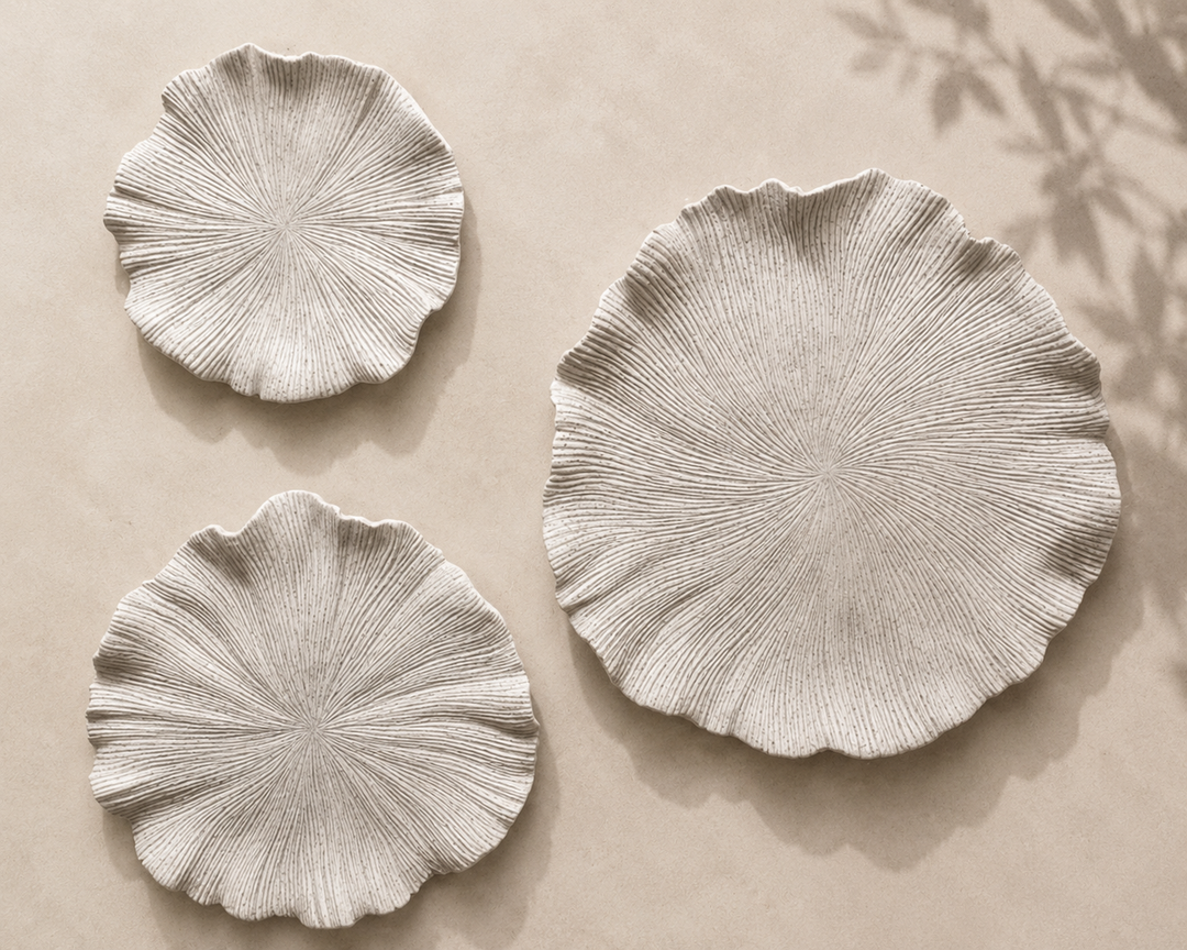 Abstract Leaf Wall Art Set of 3 | Textured Modern Decorative Wall Panels | Off White