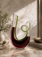 Load and play video in Gallery viewer, Emerald Spiral Glass Decanter – Handcrafted Luxury Wine Decanter