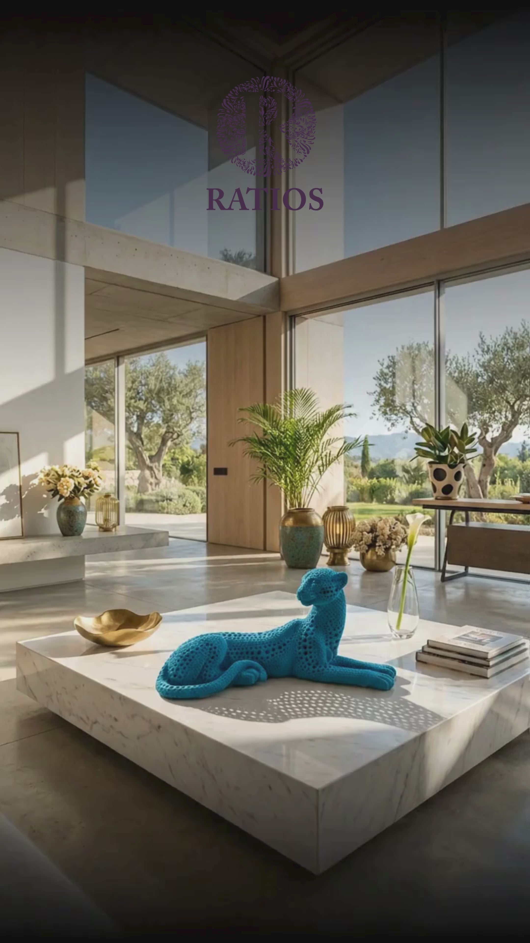Azure Panther Sculptural Décor – Luxury Statement Art Piece