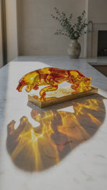 Load and play video in Gallery viewer, Amber Crystal Panther Sculpture – Luxury Glass Décor Accent